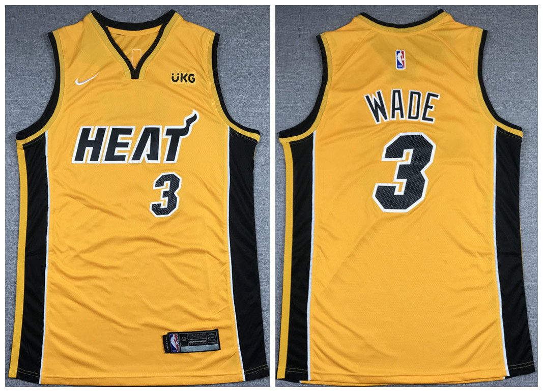 Men's Miami Heat #3 Dwyane Wade Gold NBA Stitched Jersey Men's Miami Heat #3 Dwyane Wade Gold NBA Stitched Jersey